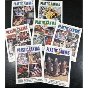 Lot of 7 Vintage 90’s Plastic Canvas Patterns Magazine Craft Projects Booklets